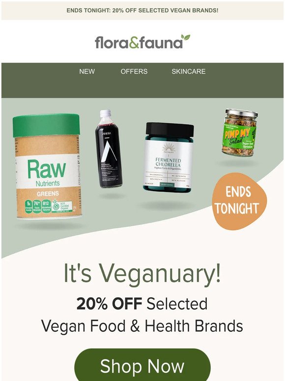 ENDS TONIGHT: 20% OFF Selected Vegan Brands! 🤩