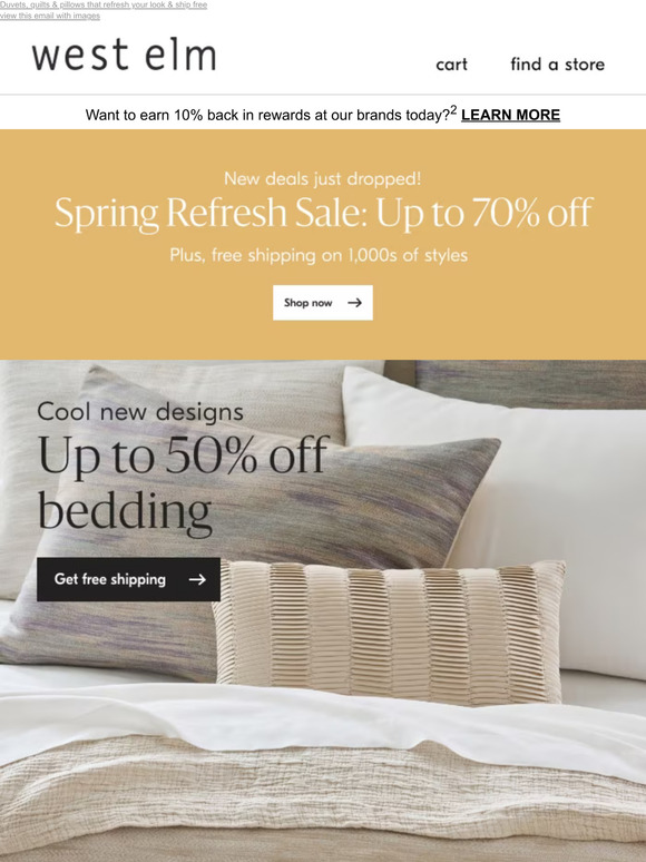 west elm Up to 50 off! Brandnew bedding designs Milled