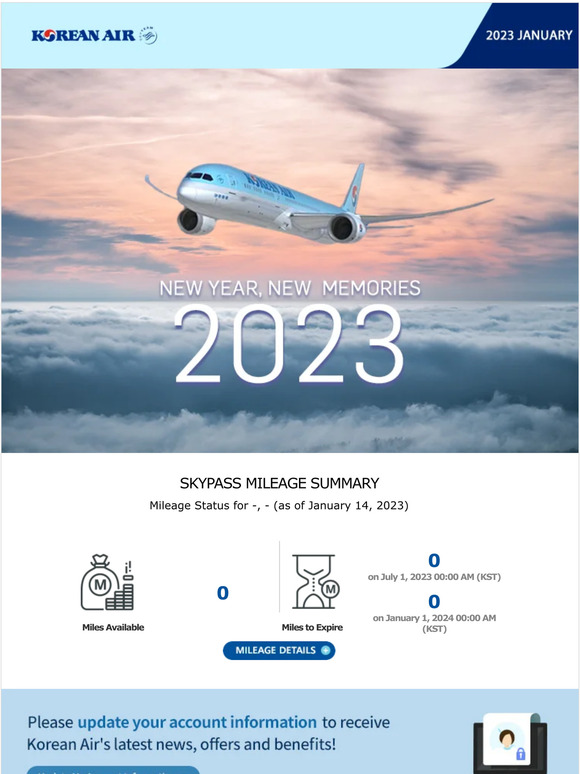Korean Air [Korean Air] Your SKYPASS Insight, January 2023 Milled