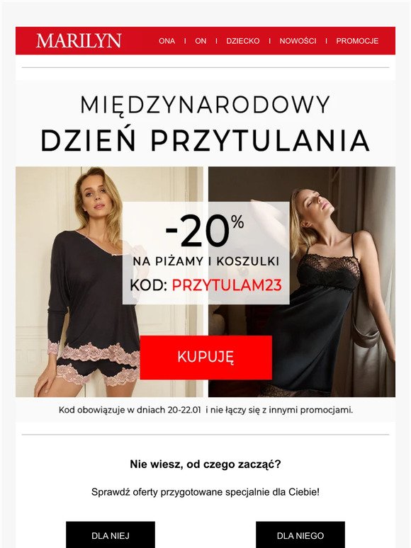 ☰ DZIEŃ PRZYTULANIA 🤗 | Piżamy i koszulki nocne z rabatem -20% 📣 Kupuj online>>