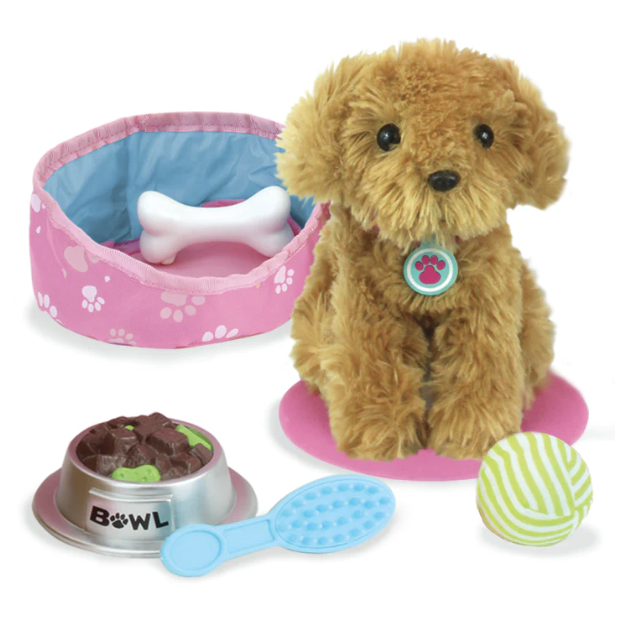 SOPHIA'S PLUSH PUPPY AND ACCESSORIES SET FOR 18" DOLLS