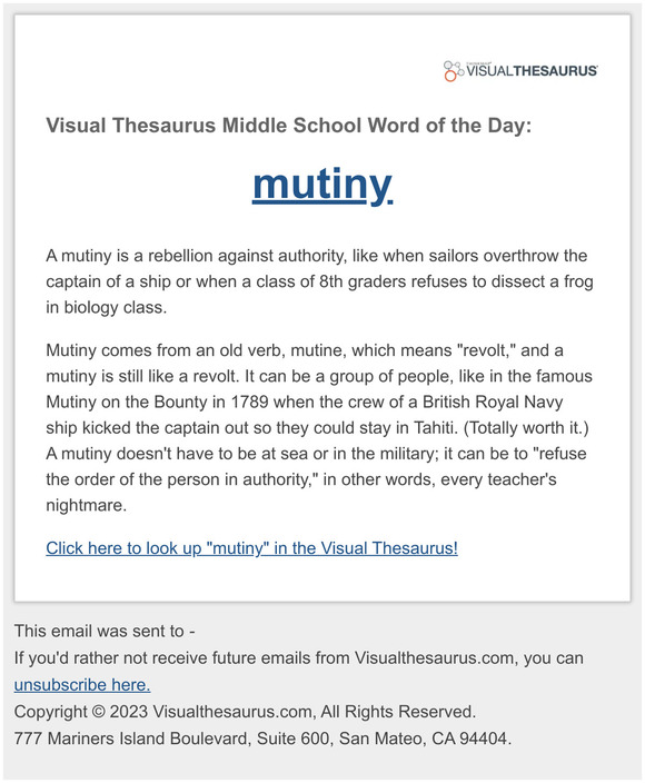 Visual Thesaurus Visual Thesaurus Middle School Word of the Day