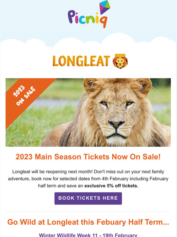 picniq Longleat tickets now on sale for 2023!🦁 Milled