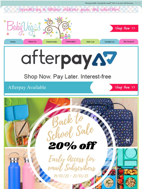 Early Entry Back to School Sale ends Midnight Tonight