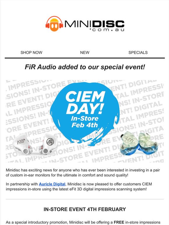 Get a FREE in-store digital ear impression with CIEM order!