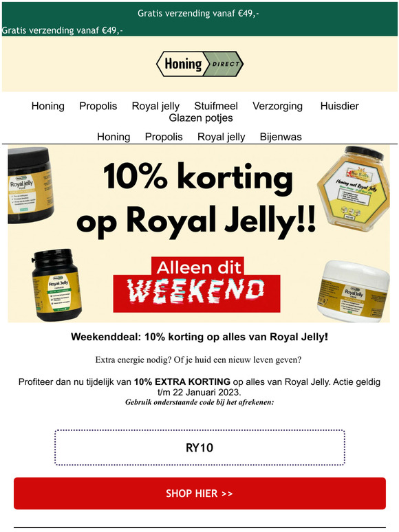 Weekenddeal: 10% korting op Royal Jelly👑