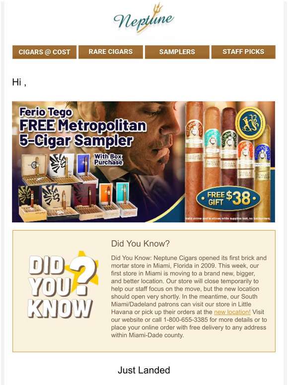 5 Cigar Sampler with Any Box of Ferio Tego Cigars