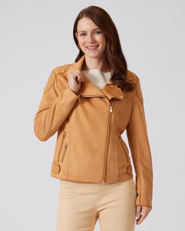 Bikerjacke Velourslederimitat