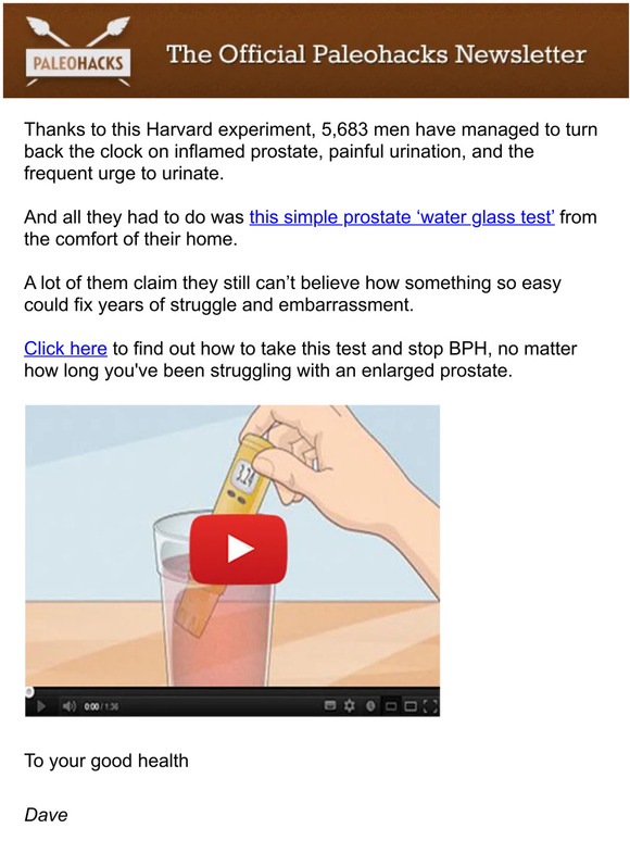 paleorecipeteam MEN this "water glass test" saves your Prostate Milled