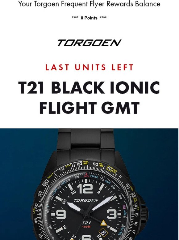Last Units Left: T21 Black Ionic Flight GMT