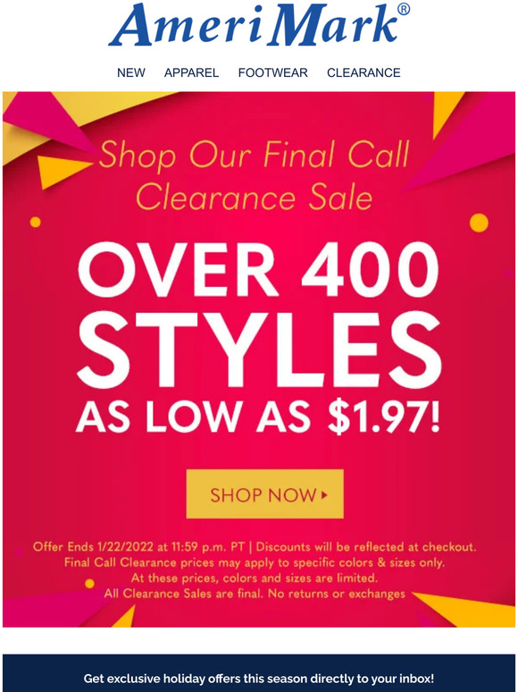AmeriMark Final Call is Back! 2 Days of Deals with Over 400 Items as