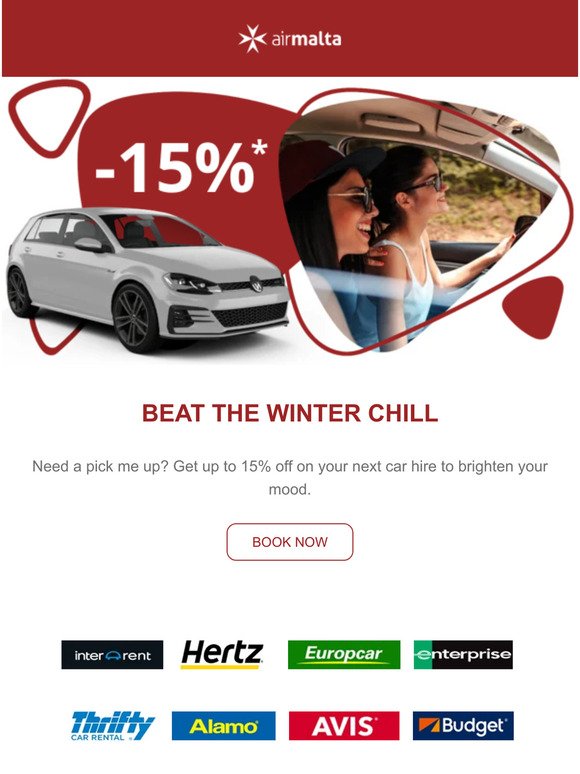Drive those January blues away | Save up to 15% now