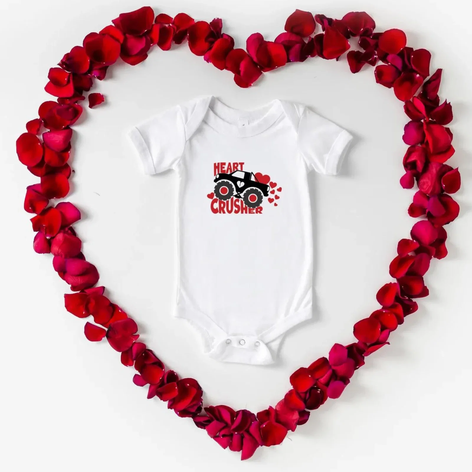 Image of Heart Crusher Short Sleeve Bodysuit, White