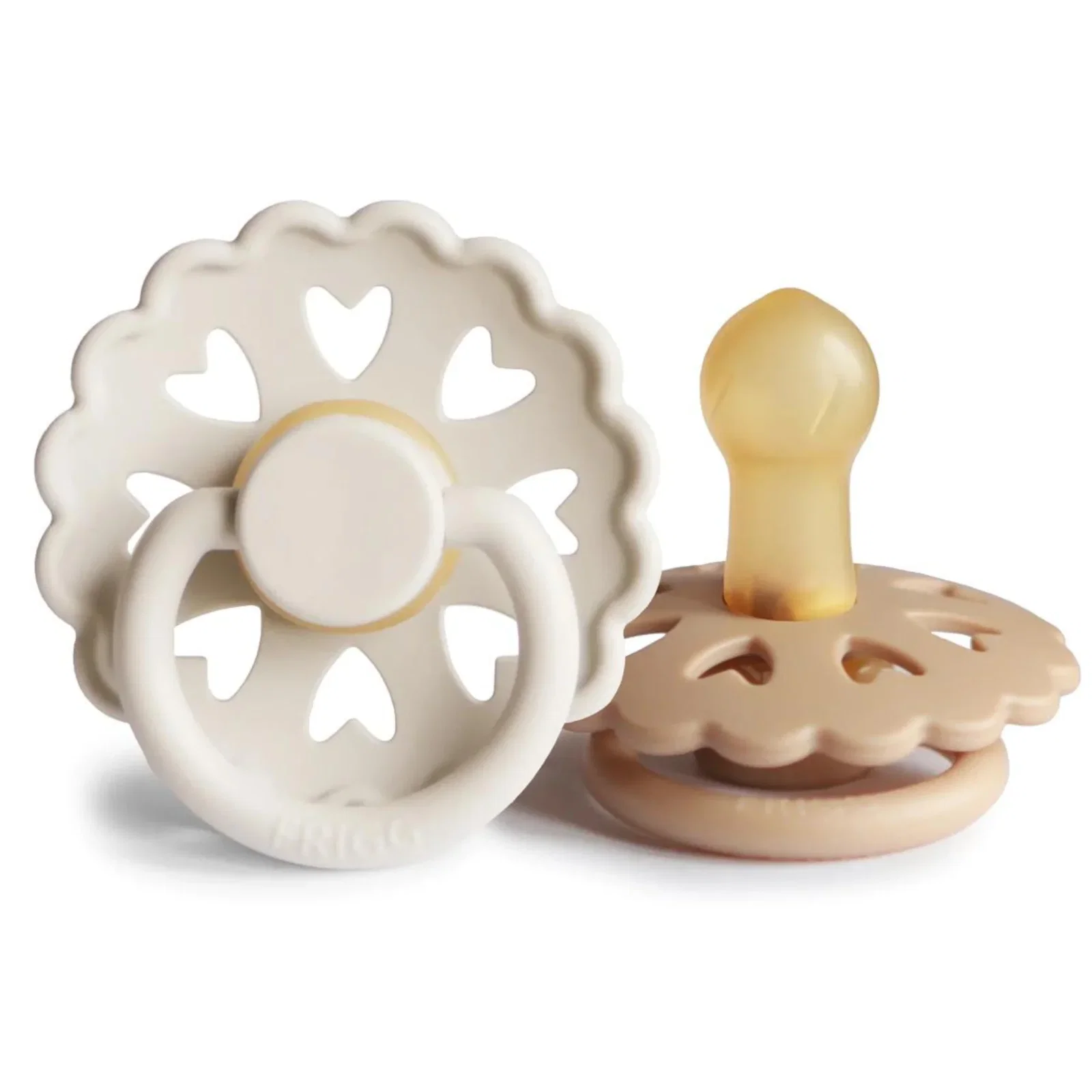 Image of Andersen Fairytale Natural Rubber Pacifier 2-Pack, Cream/Silky Satin