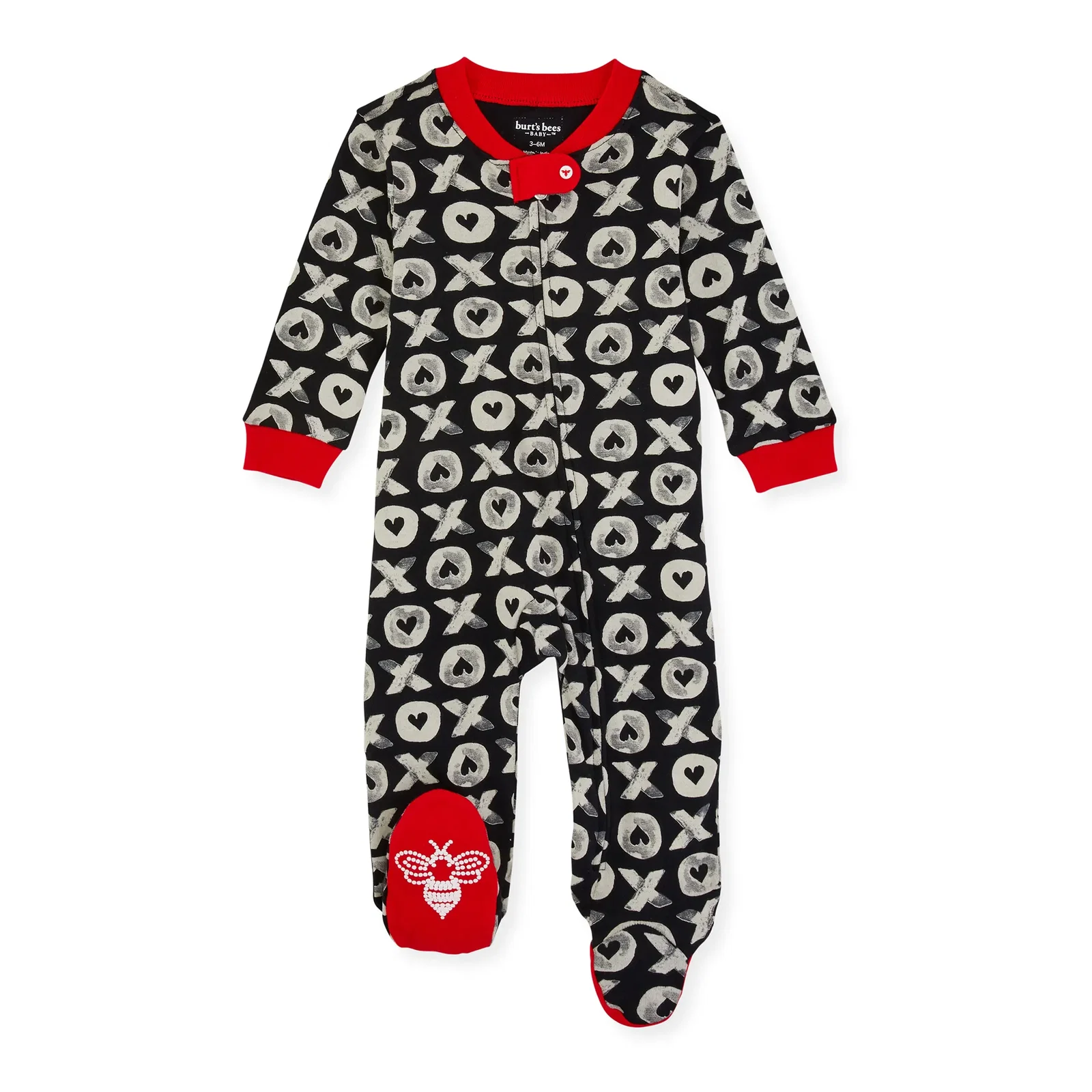Image of Valentine's Day Organic Zip Footie, Sending Hugs & Kisses
