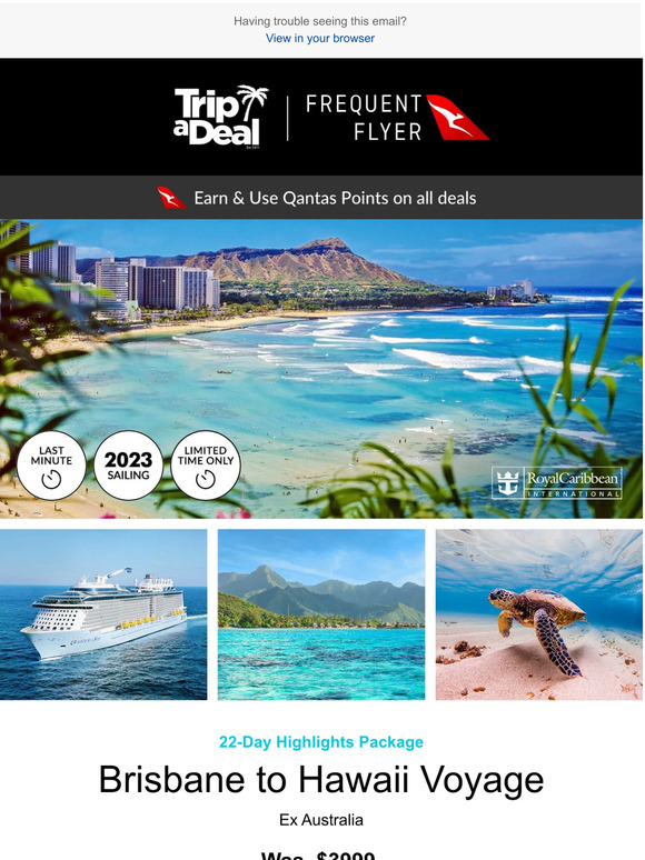 TripADeal 🚨 500 Price Drop On Brisbane To Hawaii! Plus Cruise