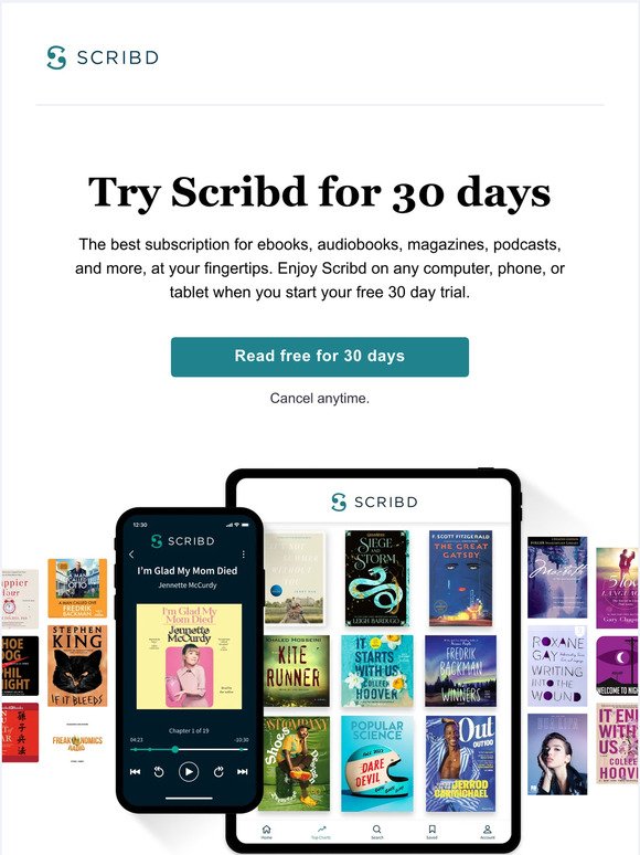 —, how does 30 days of free reading sound? 👂