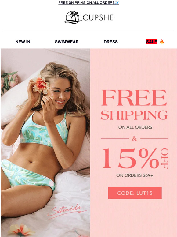 CUPSHE SUNDAY=FUN DAY>>Free Shipping! Milled