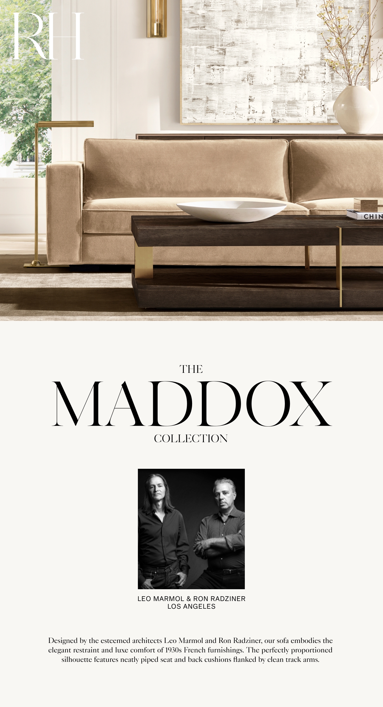 Restoration Hardware The Perfectly Proportioned Maddox Sofa. Designed