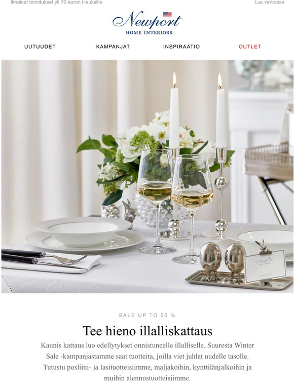 Tee hieno illalliskattaus | Up to 50 % Winter Sale