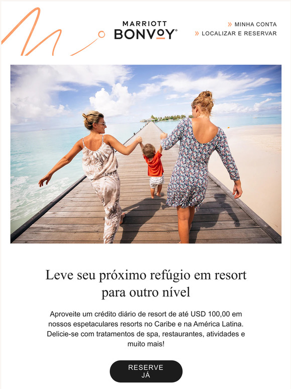 Nosso presente para —: Receba até USD 100,00 em créditos de resort