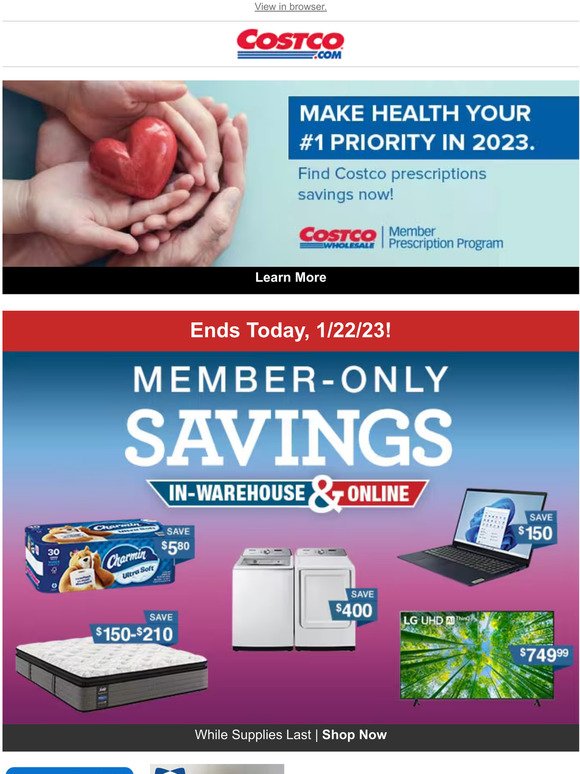 Costco MemberOnly Savings End TONIGHT! Shop InWarehouse or Online