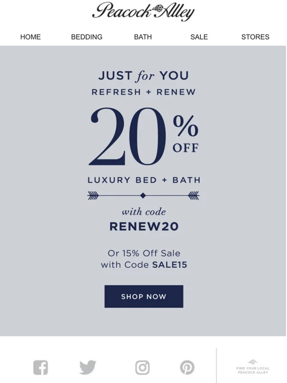 Peacock Alley Redeem Now 20 Off Your Choice Milled