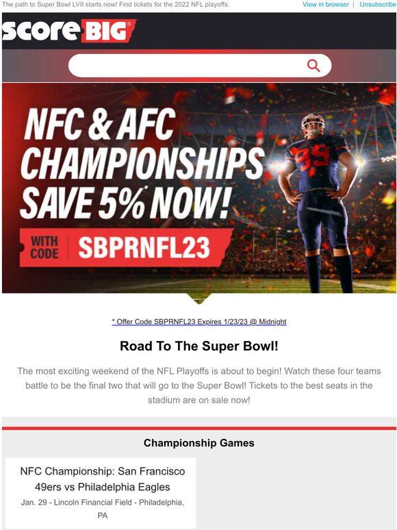 The Playoffs Are Here! Get 5% OFF NFL Games Now! - Score Big