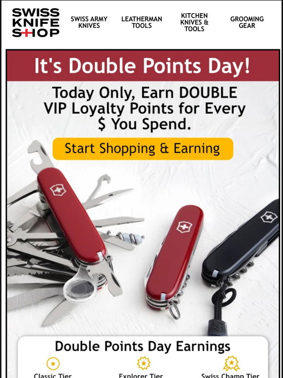 Swiss Knife Shop: Double Points Day is Almost Over. Earn 2x Rewards ...