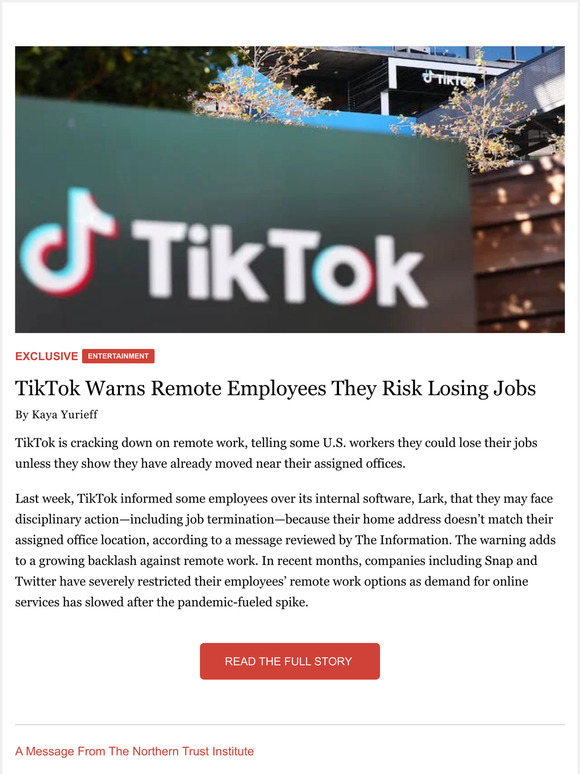 theinformation Exclusive TikTok Warns Remote Workers They Risk Losing