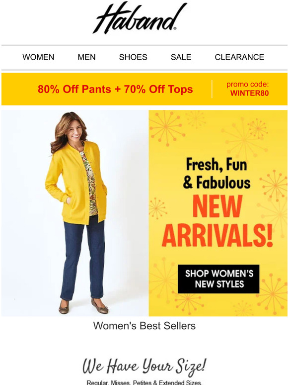 Styles Specially Selected Just for You! PLUS 80% Off Pants + 70% Off Tops