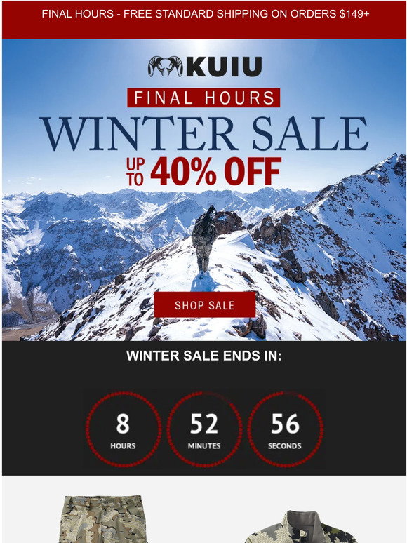 KUIU Final Hours To Save During KUIU's Winter Sale! Milled