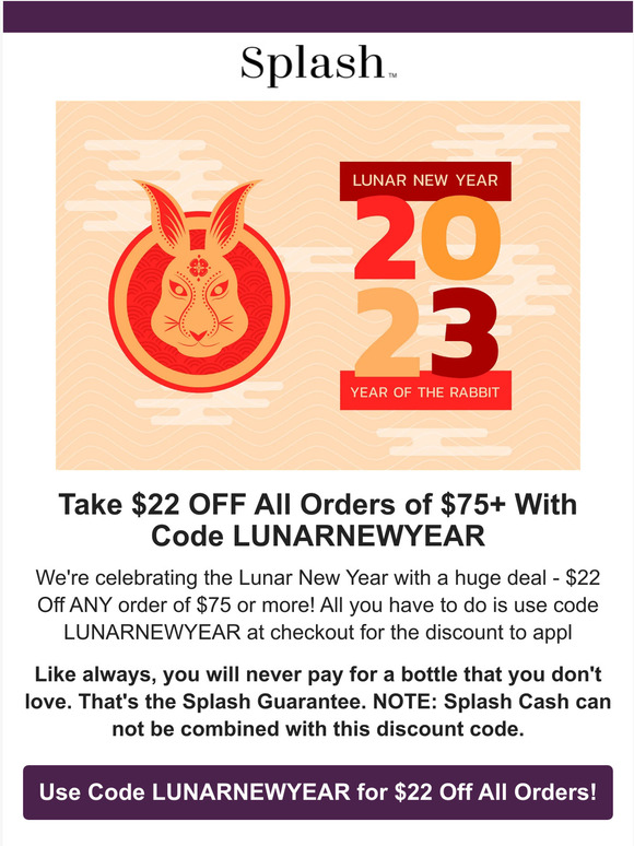 Splash Wines FINAL HOURS Special Lunar New Year Discount Use Code