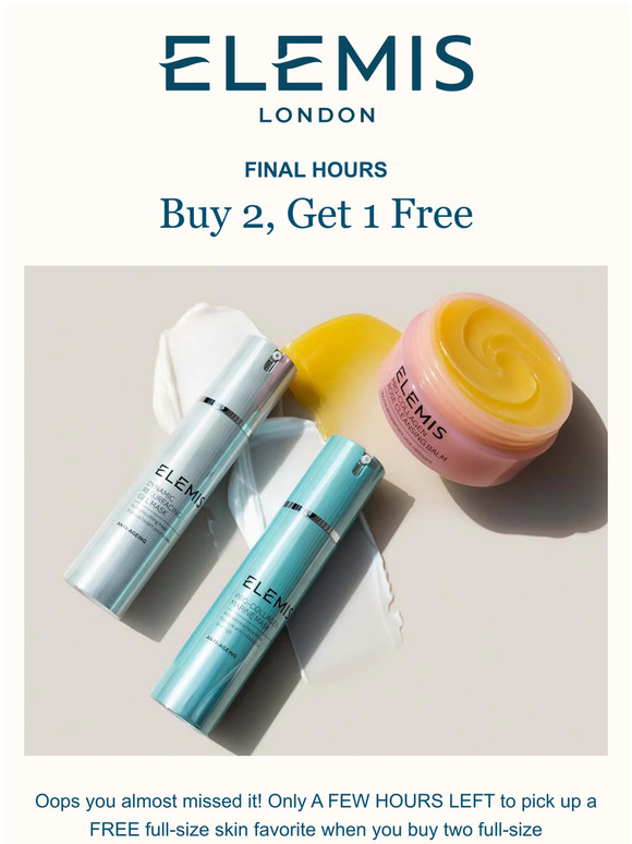 Elemis FINAL HOURS Buy 2, Get 1 Free* Milled