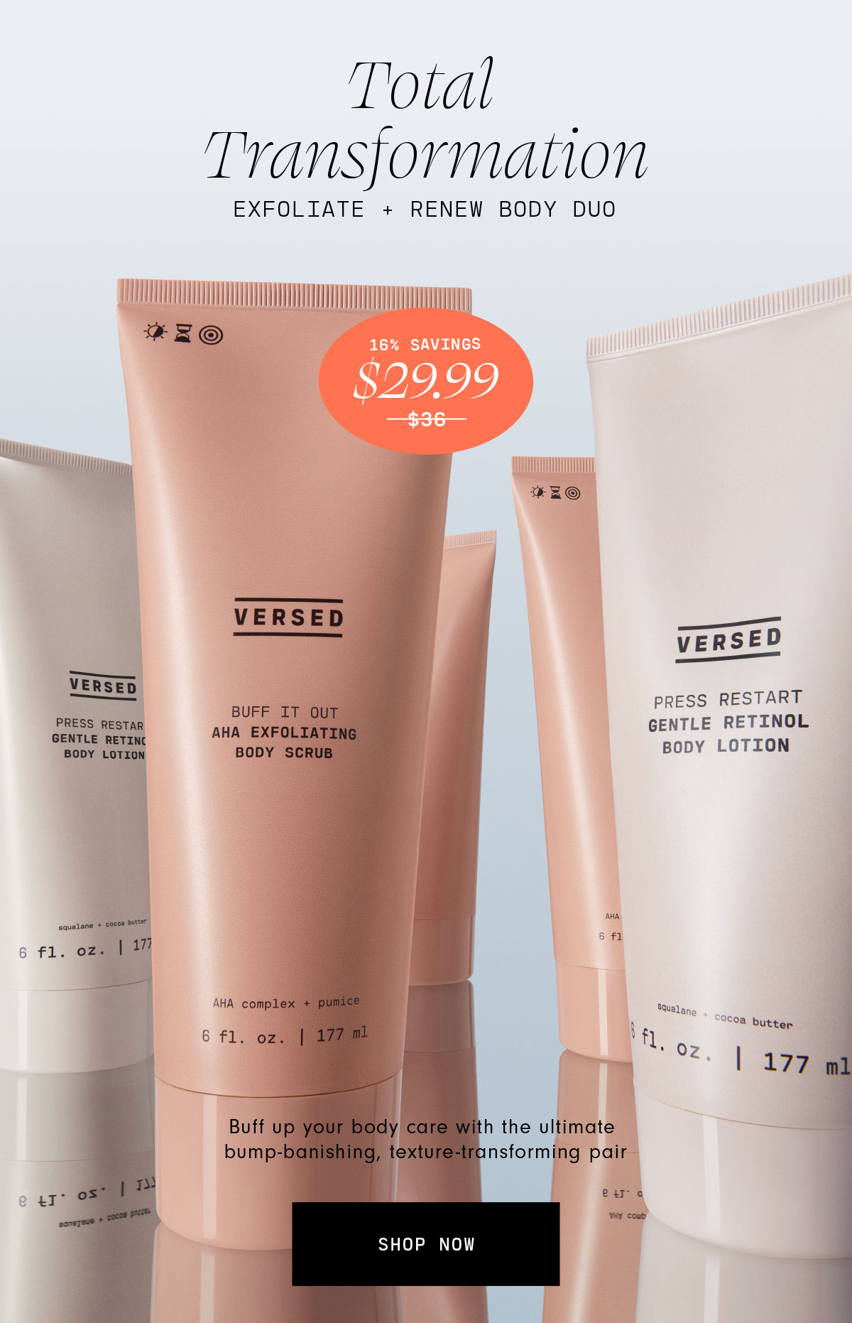 versedskin 16 off our NEW body scrub + lotion bundle Milled