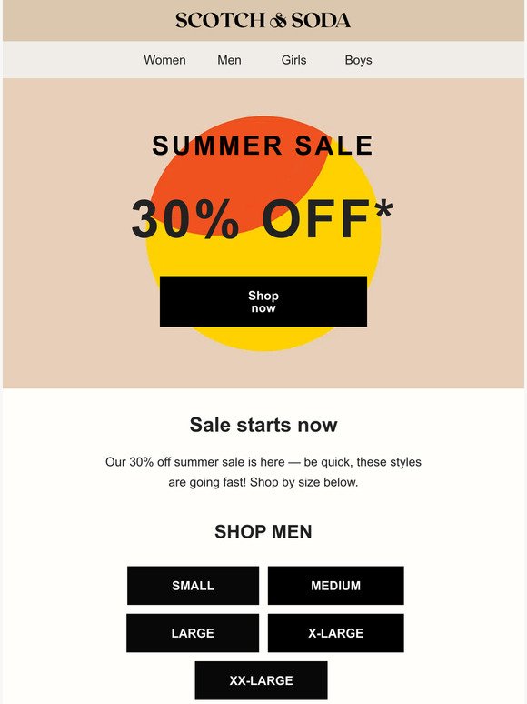 30% Off Summer Sale starts now!