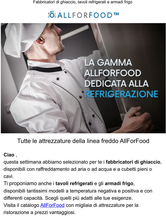 Tutte le attrezzature della linea freddo AllForFood