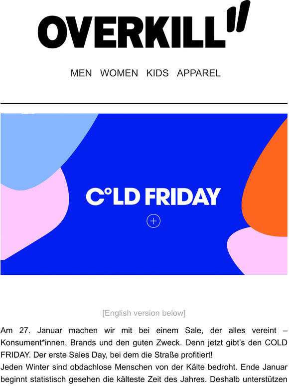 COLD FRIDAY - You shop, we donate! Be part of it!