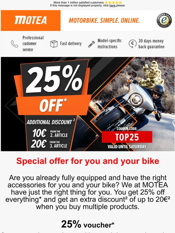 🏍️ Start your week fully equipped ➔ 25% off