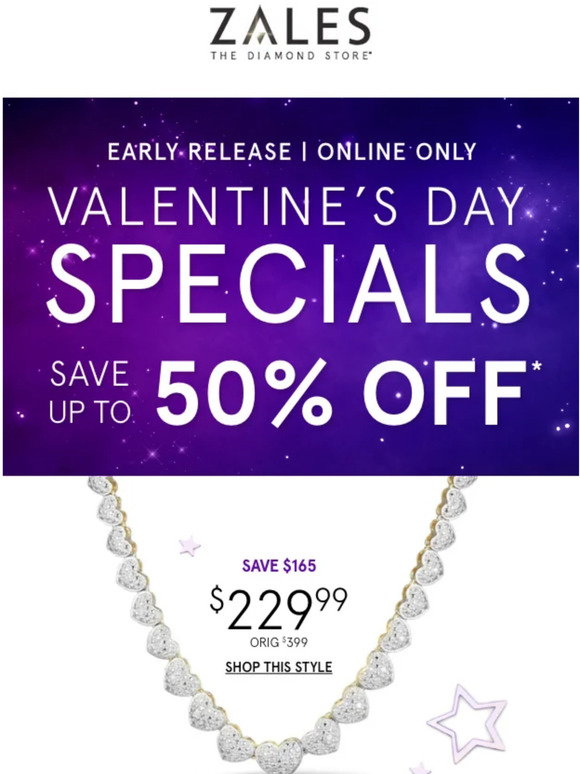 Zales BIG NEWS Save up to 50 on Valentine's Day Specials Milled