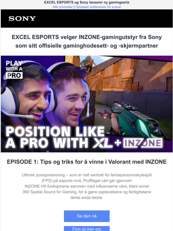 Play with a PRO med EXCEL ESPORTS og Sony INZONE