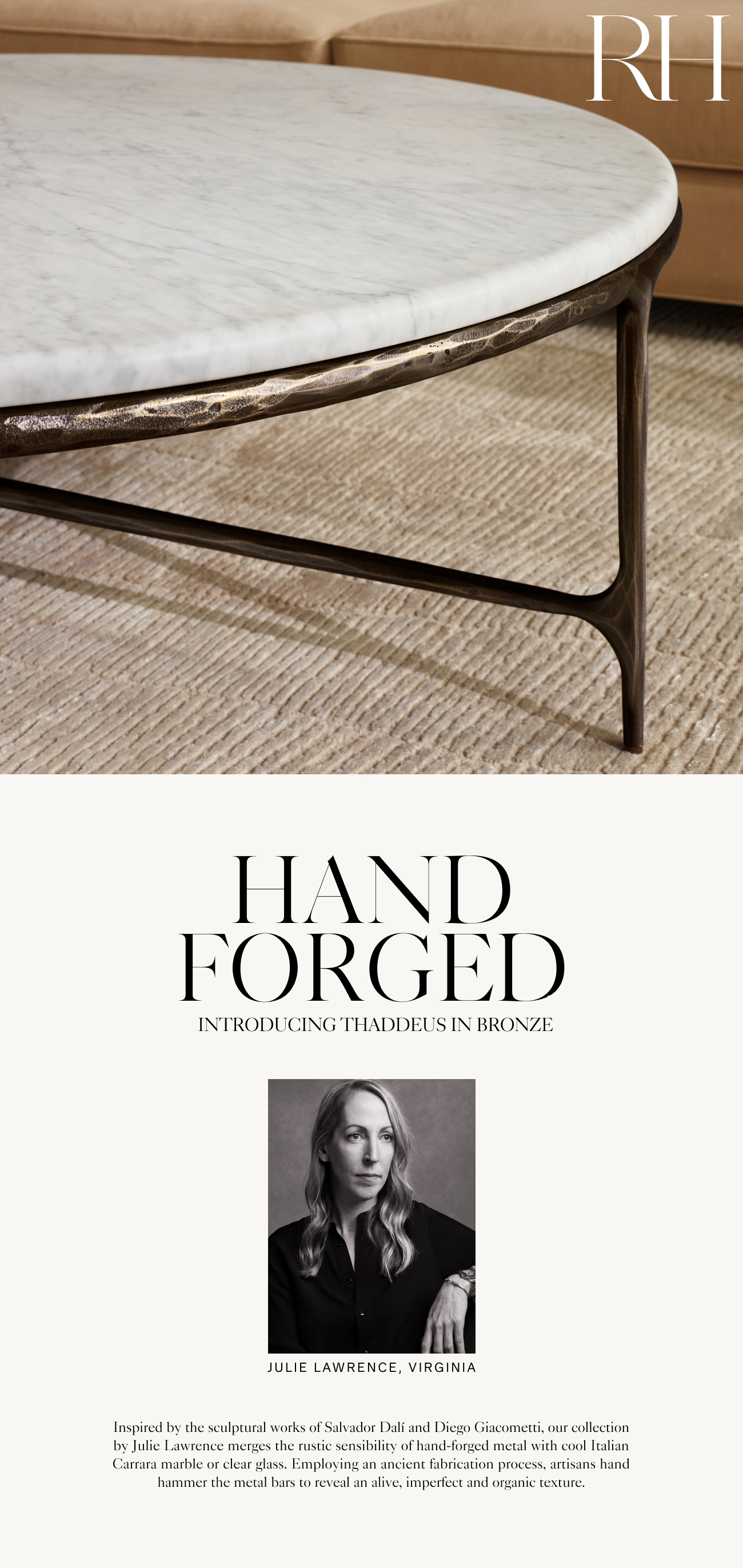 Restoration Hardware Hand Introducing the Thaddeus Collection
