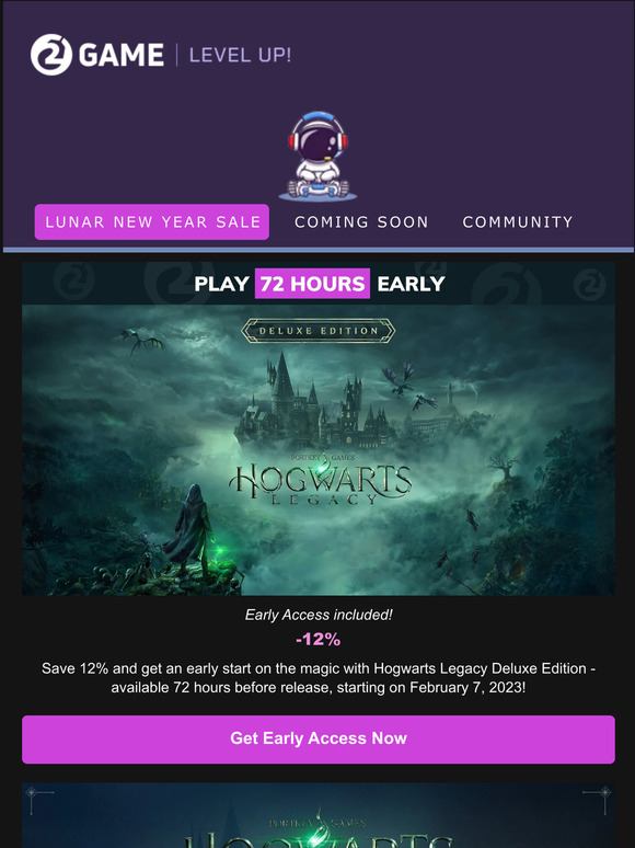 Hogwarts Legacy Digital Deluxe Edition grants 72 hours early