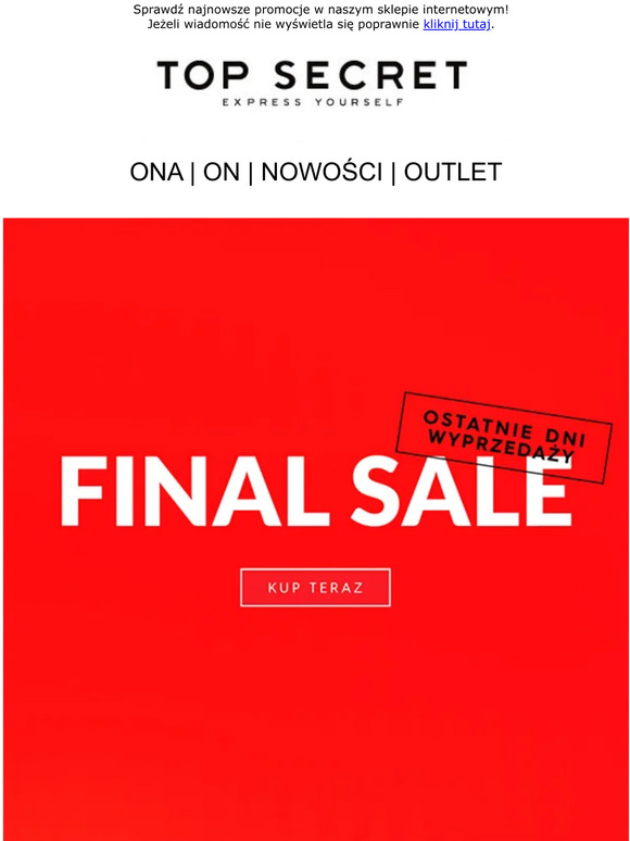 📢 FINAL SALE! Ostatnie dni WYPRZEDAŻY!