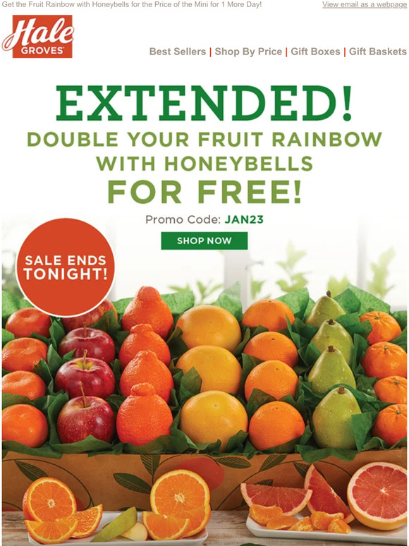 Hale Groves Only Hours Left to Double Your Fruit Rainbow with Honeybells for FREE! Milled