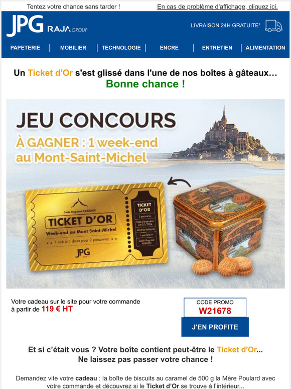 Un ticket d'or s'est glissé dans l'un de nos cadeaux…  Bonne chance !