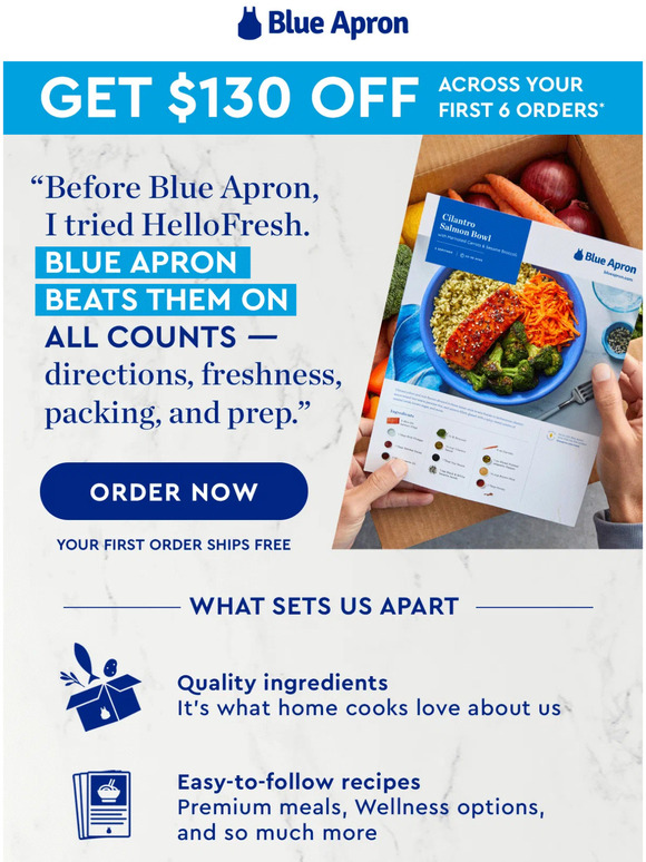 Blue Apron Here’s why you should try us (and get 130 off!). Milled