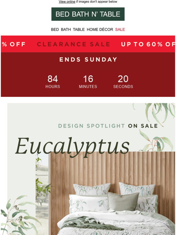 bed bath & table: Spotlight: Eucalyptus | CLEARANCE ENDS SUNDAY | Milled
