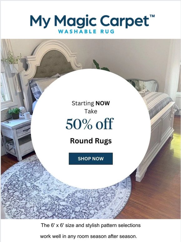 All 6" x 6" Round Rugs NOW 50% Off