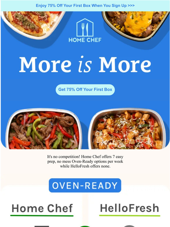 Home Chef Competition? Never heard of her. When it comes to OvenReady, we always win Milled